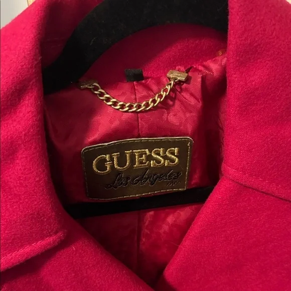 GUESS Women's Bold Pink Double-Breasted Pea Coat - Picture 2 of 5